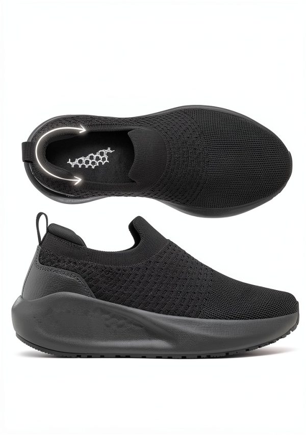 Non Slip Work Shoes Women Black Mesh Slip Resistant-3