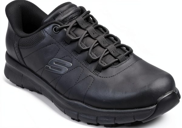 Skechers Womens Slip Resistant Work Shoes Black Memory Foam-1