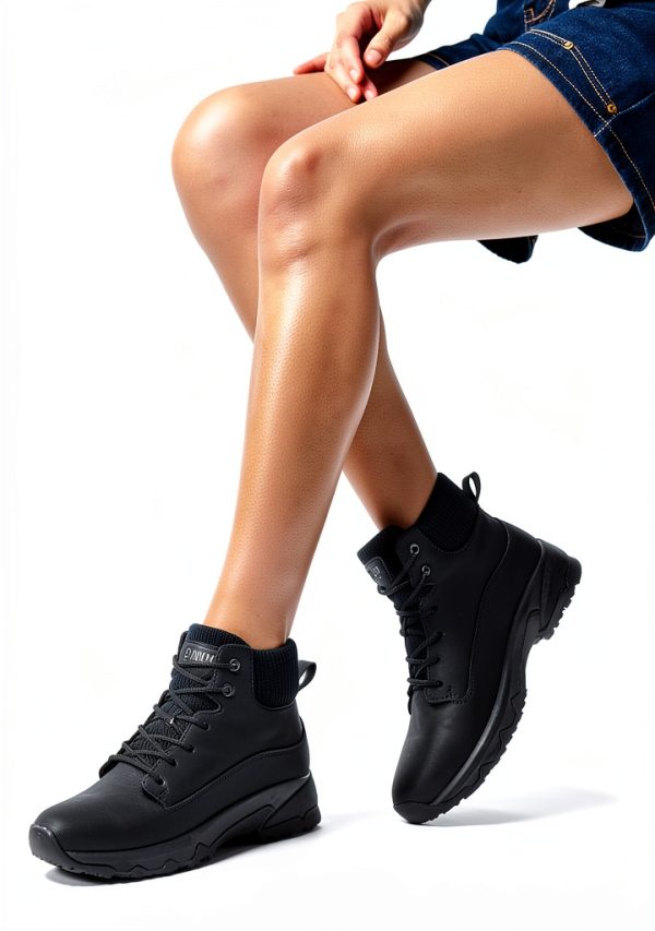 Womens Non Slip Work Boots Waterproof Comfortable Black-5