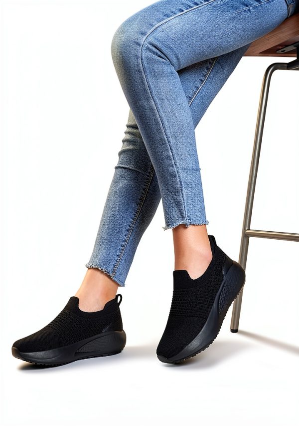 Non Slip Work Shoes Women Black Mesh Slip Resistant-5