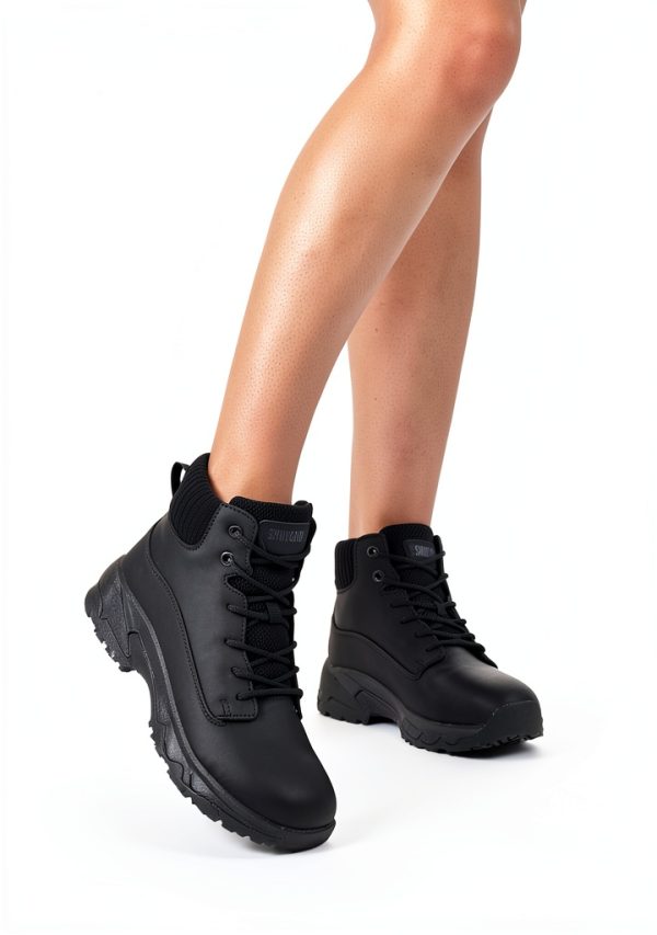 Womens Non Slip Work Boots Waterproof Comfortable Black-2