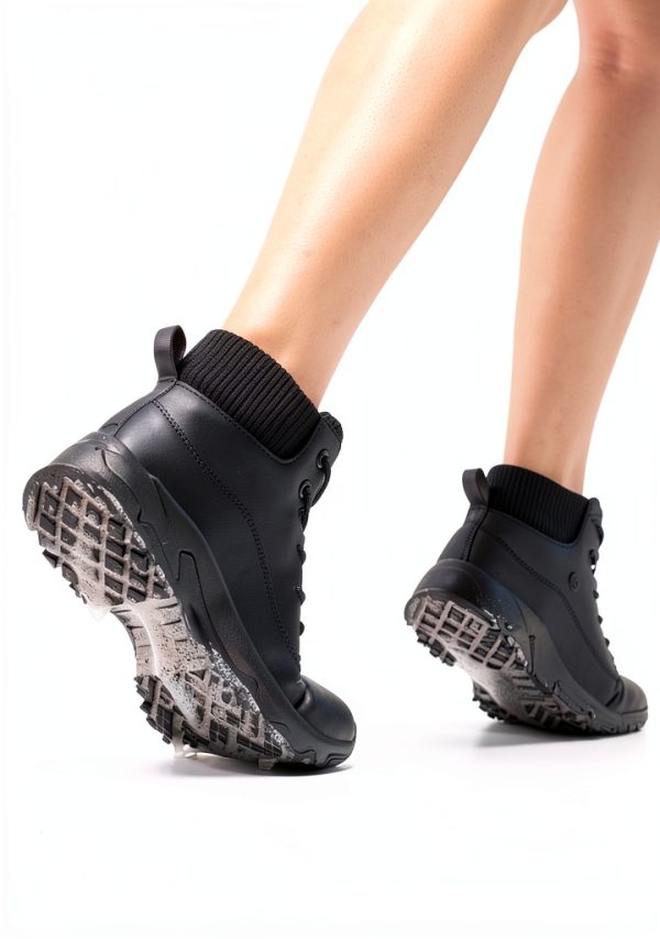 Womens Non Slip Work Boots Waterproof Comfortable Black-1