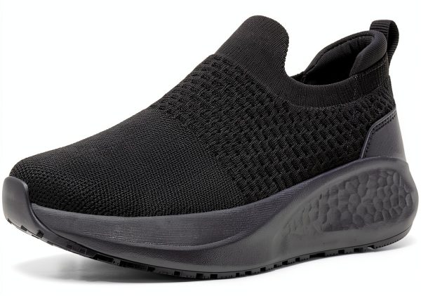 Non Slip Work Shoes Women Black Mesh Slip Resistant-0