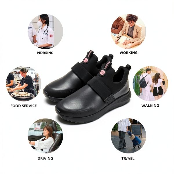 Delobi Non Slip Work Shoes Women Waterproof Slip On Comfort-6