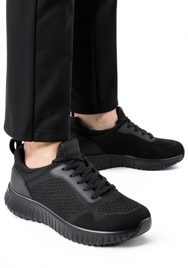 Non-Slip Work Shoes Women All Black Slip Resistant Comfort-5