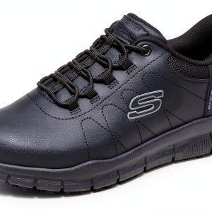 Skechers Womens Slip Resistant Work Shoes Black Memory Foam-0