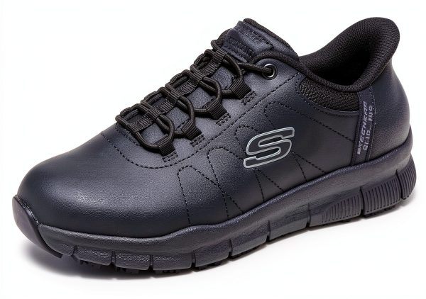 Skechers Womens Slip Resistant Work Shoes Black Memory Foam-0