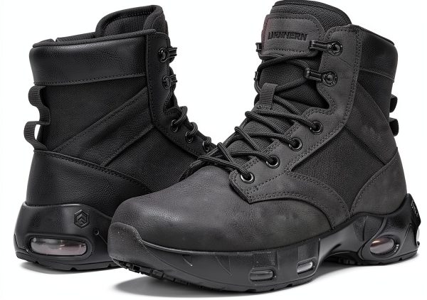 LARNMERN Womens Non-Slip Boots Black Wide Width Comfort-6