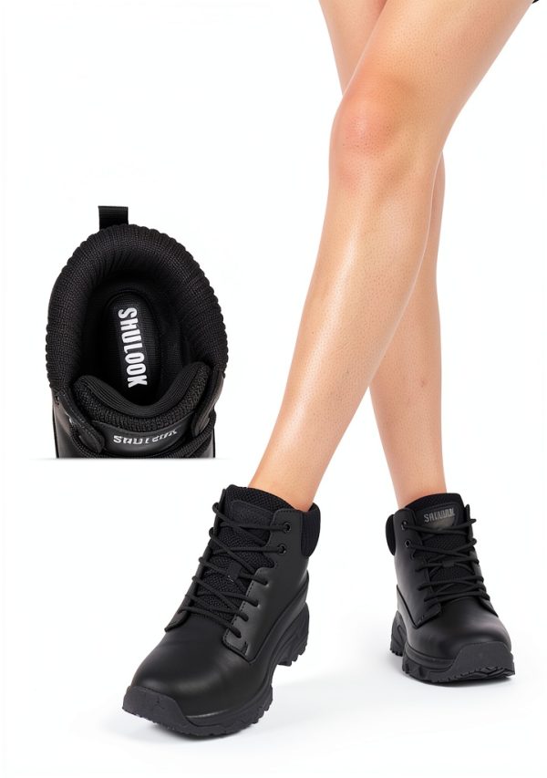 Womens Non Slip Work Boots Waterproof Comfortable Black-4