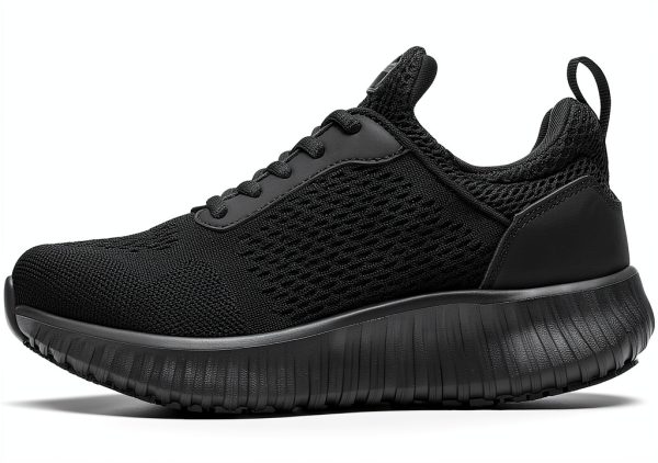 Non-Slip Work Shoes Women All Black Slip Resistant Comfort-1