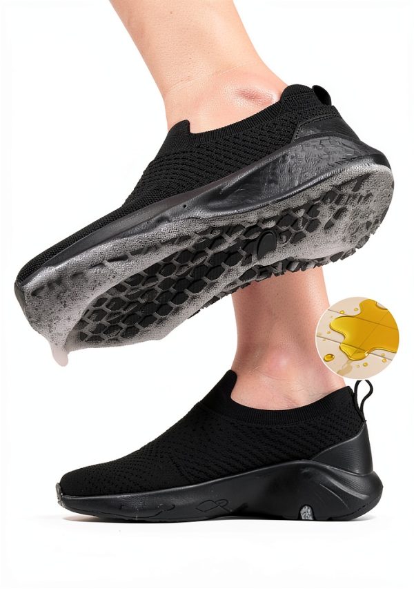 Non Slip Work Shoes Women Black Mesh Slip Resistant-1