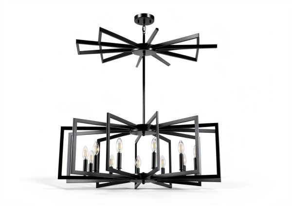 Black Metal Chandelier MIAYBPH Farmhouse Ceiling-1