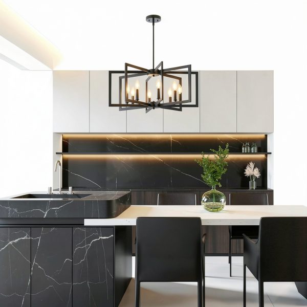 MIAYBPH Black Metal Chandelier Modern Farmhouse-6