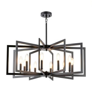 MIAYBPH Black LED Chandelier Farmhouse Style-0