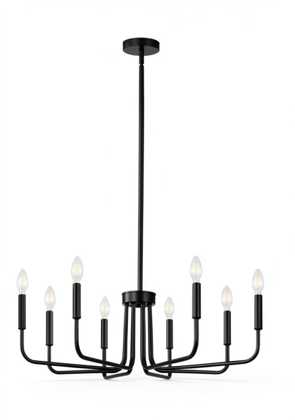 Pavo 8-Light Black Chandelier for Home Decor-2
