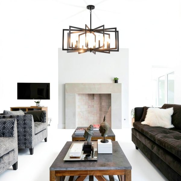 MIAYBPH Black LED Chandelier Farmhouse Style-5