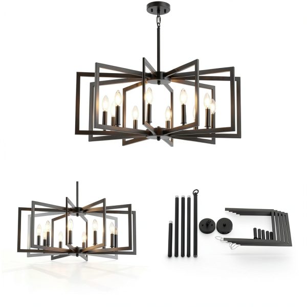MIAYBPH Black LED Chandelier Farmhouse Style-2