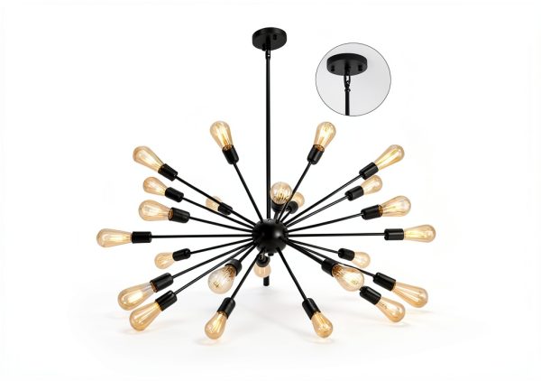 Black Farmhouse Chandelier by LIGHTDAMY 24 Lights-4