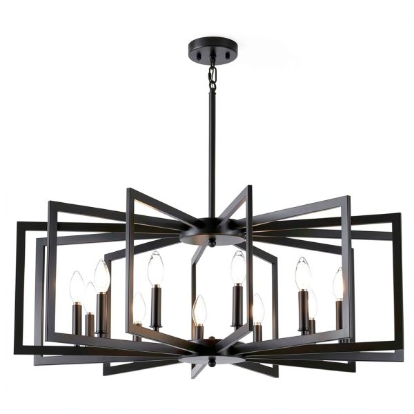 Black Metal Chandelier MIAYBPH Farmhouse Ceiling-0