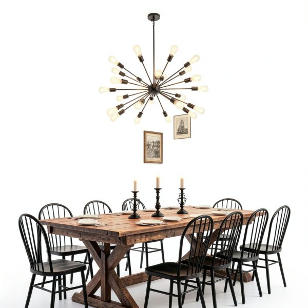 Black Farmhouse Chandelier by LIGHTDAMY 24 Lights-3