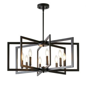 MIAYBPH Black Metal Chandelier Modern Farmhouse-0