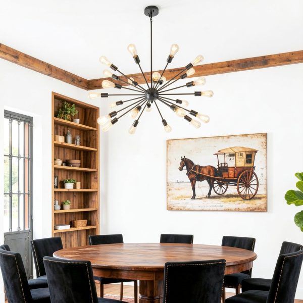 Black Farmhouse Chandelier by LIGHTDAMY 24 Lights-1