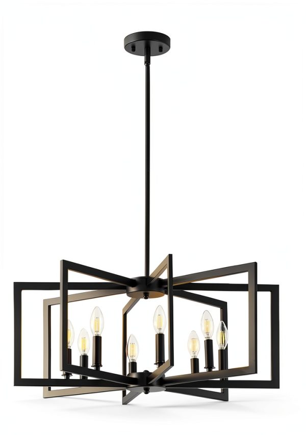 MIAYBPH Black Metal Chandelier Modern Farmhouse-2