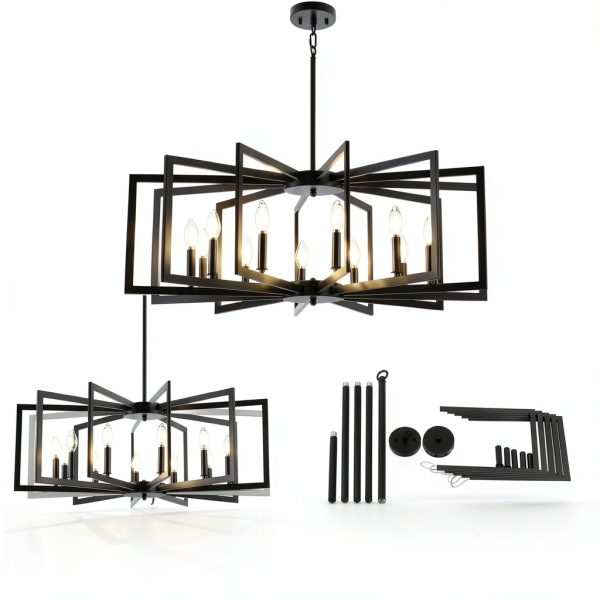 Black Metal Chandelier MIAYBPH Farmhouse Ceiling-2