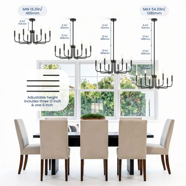 Pavo 8-Light Black Chandelier for Home Decor-3