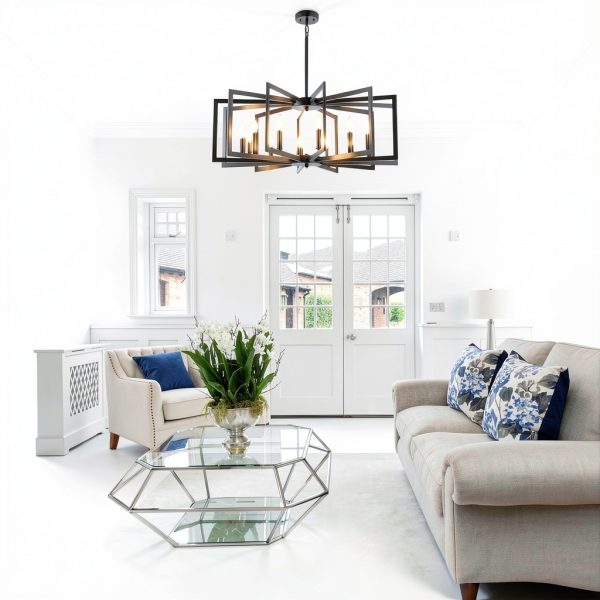 Black Metal Chandelier MIAYBPH Farmhouse Ceiling-5