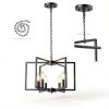 Seaside Village Black Geometric 6-Arm Chandelier Adjustable Height-4