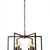 Seaside Village Black Geometric 6-Arm Chandelier Adjustable Height-1