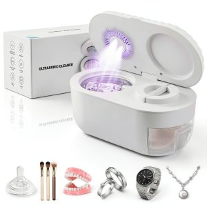 Ultrasonic Jewelry Cleaner Pixosn 200ml 304 Steel Tank UV Dry White-0