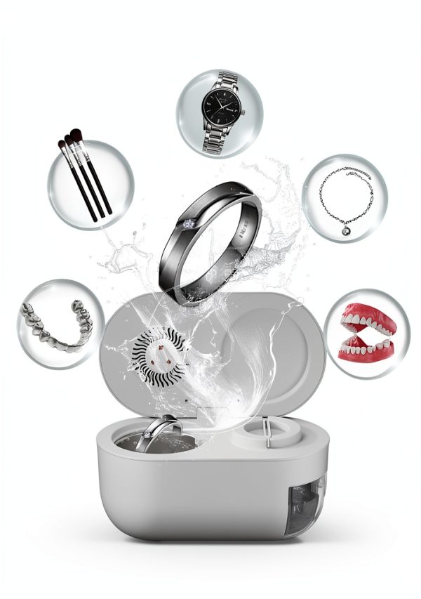 Ultrasonic Jewelry Cleaner Pixosn 200ml 304 Steel Tank UV Dry White-5